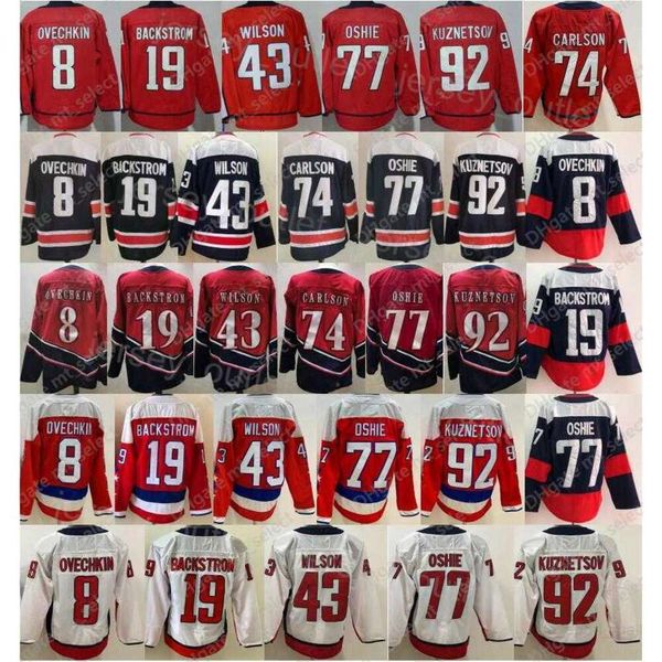 Hommes Reverse Retro Hockey''nHl'' 8 Alex Ovechkin Jersey 19 Nicklas Backstrom 43 Tom Wilson 77 TJ Oshie 92 Evgeny Kuznetsov 74 John Carlson Stadium