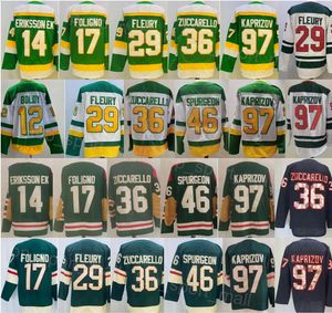 Hommes Reverse Retro Ice Hockey 97 Kirill Kaprizov Jersey 46 Jared Spurgeon 17 Marcus Foligno 29 Marc-Andre Fleury 36 Mats Zuccarello 14 Joel Eriksson Ek 12 Matt Boldy