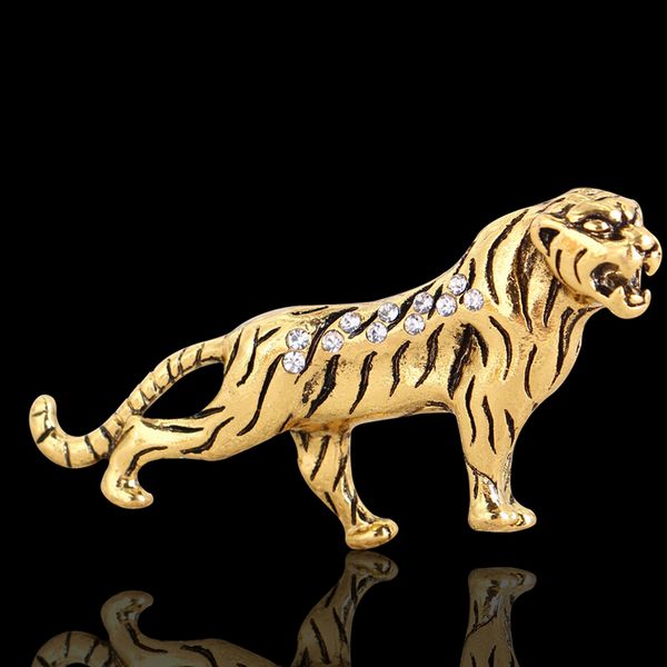 Hommes strass tigre broche Vintage Animal tigre broche costume épinglette cadeau pour amour petit ami mode bijoux Epacket expédition