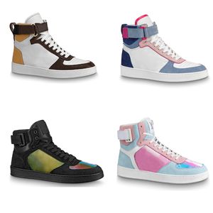 Hommes Rivoli Sneaker Boot High Top Trainers Boot Rainbow Chaussures basses Chaussures de plein air Casual 100% cuir véritable Chaussures en cuir de veau respirant NO25