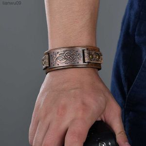 Hommes Roman Force Bracelet Vintage Bracelet Cool Large Décoration Charme Cadeaux Bronzé Rétro En Cuir Snap Bracelets Pour Femmes L230704