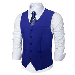 Mannen Koningsblauw Rayon Polyester Pak Vest Zakelijk Bruiloft Formeel Rood Zwart Kaki Slanke Blazer V-hals Vest Gilet Drop 240105