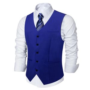Mannen Koningsblauw Rayon Polyester Pak Vest Zakelijk Bruiloft Formeel Rood Zwart Kaki Slanke Blazer V-hals Vest Gilet Drop 240312
