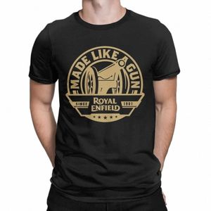 Hommes Royal Enfields Moto T-shirts fabriqués comme un pistolet 100% Cott Vêtements incroyables à manches courtes O Cou T-shirt Party T-shirts F3cP #