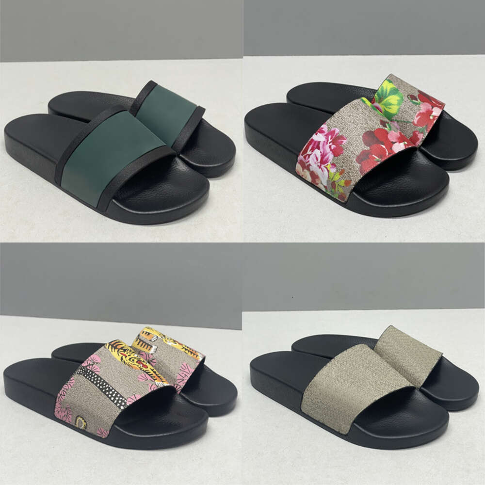 Kvinnliga män Sandaler gummi Slid toffeldesigner glider kausala icke-halksglas sommarflip flops utomhus plattform tofflor storlek 4-12.5 med ruta 311