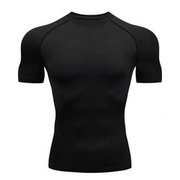 Hombres corriendo camiseta de compresión de manga corta camisetas deportivas gimnasio fitness sudadera hombre jogging chándal homme camiseta atlética tops 240123