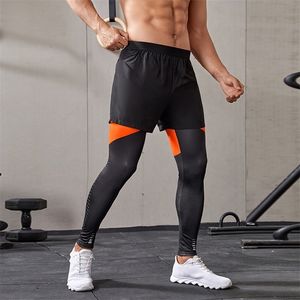 Mannen runnen joggers mesh fabric track hoogbouw voetbal gym workout fitness fast-dry compression leggings sport joger broek 220509