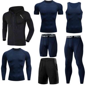 Mannen Running Jogging Training Kleding Sets Voetbal Basketbal Fietsen Fitness Sportkleding Kits Tiener Compressie Sportkleding Y1221