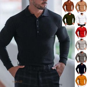 Mannen Running Sport Fiess T Kleding Zomer Hoge Elastische Verticale Strip Lange mouwen Revers Shirt Slim Tops 703