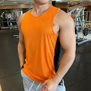 Mannen Running Vest Gym Training Mouwloos shirt Ice Silk Quick Dry Fitness Bodybuilding Tank Tops Elastische training Top W220426