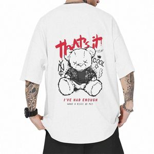 T-shirt 100% Cott pour hommes de haute qualité coréen Cool Astraut imprimé T-shirt blanc T-shirt col rond à manches courtes Tops hommes vêtements nouveau G4UE #