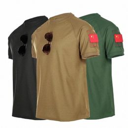 Hommes 100% Polyester Summer Quick Dry Army T-shirts Plain Custom Print Man O-Cou T-shirt à manches courtes Plus Taille Tee militaire i2W3 #