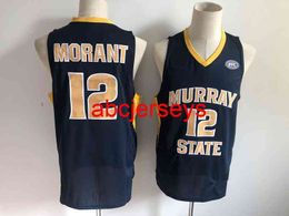 Maillot de basket-ball 12 Ja Morant Murray State Racers pour homme Points de broderie Top Qualité S-XXL S-XXL