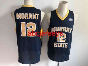 Heren 12 Ja Morant Murray State Racers Basketball Jersey Embroidery Stitches topkwaliteit S-XXL S-XXL