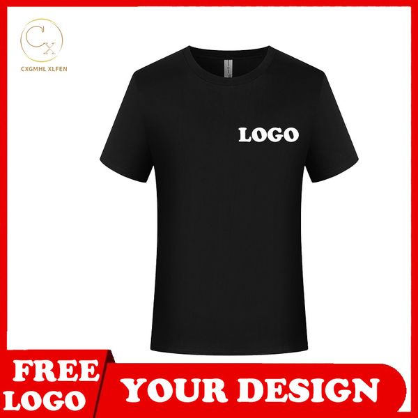 T-shirt brodé à manches courtes pour hommes, 18 couleurs, personnalisé, haut de gamme, en coton, col rond, impression de texte de marque DIY, 220616