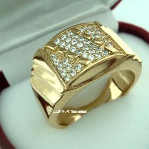 Bague plaquée or jaune 18 carats pour hommes CZ Vogue bijoux populaires TAILLE Q-Z 5 R211318E
