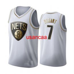 Camisas masculinas 19 Platinum HOMENS Basquete DURANT #7 OURO BRANCO S-XXL S-XXL