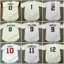 Chicago OSCAR GAMBLE LANCE JOHNSON NELLIE FOX BO JACKSON JOHNNY CALLISON RON SANTO LUIS APARICIO Throwback honkbalshirt voor heren, S-5XL