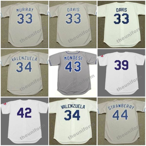 Los Angeles 1951-2003 pour hommes EDDIE MURRAY ERIC DAVIS FERNANDO VALENZUELA ERIC GAGNE JACKIE ROBINSON RAUL MONDESI DARRYL STRAWBERRY Throwback Baseball Jersey S-5XL