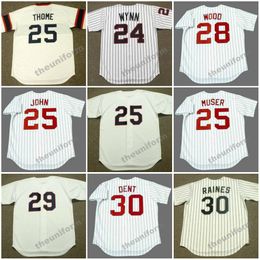 Chicago des années 1960-1994 EARLY WYNN JIM THOME SAMMY SOSA # 25 JOHN TONY MUSER WILBUR WOOD JACK McDOWELL BUCKY DENT TIM RAINES Throwback Baseball Jersey S-5XL