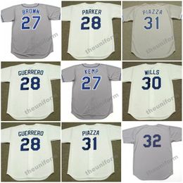 Los Angeles des années 1960-2006 pour hommes KEVIN BROWN MATT KEMP PEDRO GUERRERO WES PARKER MAURY WILLS MIKE PIAZZA SANDY KOUFAX Throwback Baseball Jersey S-5XL
