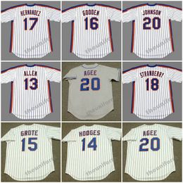 Heren 1965-1987 Nieuw NEIL ALLEN GIL HODGES JERRY GROTE DWIGHT GOODEN KEITH HERNANDEZ DARRYL STRAWBERRY HOWARD JOHNSON #20 AGEE Throwback York Baseball Jersey S-5XL