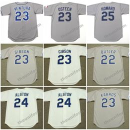 Los Angeles 1969-2003 pour hommes BRETT BUTLER CLAUDE OSTEEN ERIC KARROS ROBIN VENTURA WALTER ALSTON FRANK HOWARD RICKEY HENDERSON Maillot de baseball Throwback S-5XL