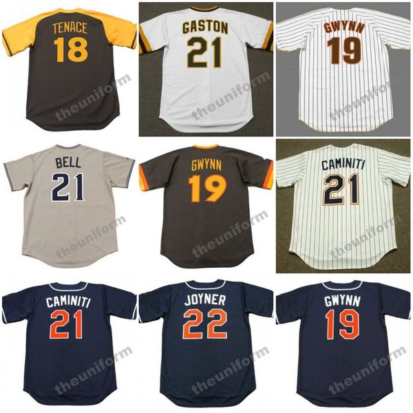 San Diego de los años 1970 a 1997 GENE TENACE KEVIN McREYNOLDS GENE RICHARDS TONY GWYNN CITO GASTON HEATH BELL KEN CAMINITI WALLY JOYNER Camiseta de béisbol retro S-5XL