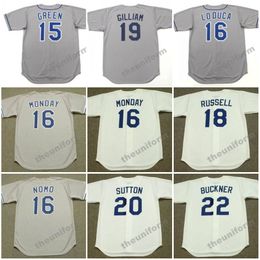 Hombres de 1970 a 2003 Los Ángeles SHAWN GREEN HIDEO NOMO PAUL LODUCA RICK LUNES 18 22 RUSSELL JIM GILLIAM DON SUTTON Jersey de béisbol retro S-5XL