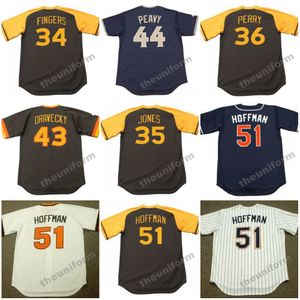 San Diego des années 1970-2006 ROLLIE FINGERS RANDY JONES # 36 PERRY # 40 BENES DAVE DRAVECKY JAKE PEAVY # 44 McCOVEY TREVOR HOFFMAN # 54 GOSSAGE Throwback Baseball Jersey S-5XL
