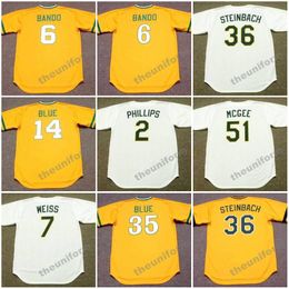 Hommes des années 1972-1990 Oakland SAL BANDO TERRY STEINBACH TONY PHILLIPS VIDA BLUE WALT WEISS WILLIE McGEE Throwback Baseball Jersey S-5XL