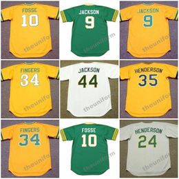 Hombres 1973-1992 Oakland RAY FOSSE REGGIE JACKSON RICKEY HENDERSON RICO CARTY ROLLIE FINGERS RON DARLING Camiseta de béisbol de retroceso S-5XL