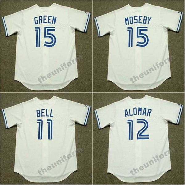 Hommes 1979-2001 DAVID CONE GEORGE BELL ERNIE WHITT ROBERTO ALOMAR BUCK MARTINEZ LLOYD MOSEBY SHAWN GREEN KELLY GRUBER Toronto Throwback Baseball Jersey S-5XL