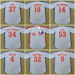 Montréal, jaren 81-1988, ANDRE DAWSON ANDRES GALARRAGA CHARLIE LEA CHRIS SPEIER DENNIS MARTINEZ GARY CARTER GRAIG NATTLES Throwback honkbalshirt S-5XL