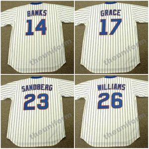 Heren Chicago 1987-1989 ANDRE DAWSON RON SANTO SHAWON DUNSTON ERNIE BANKS MARK GRACE RYNE SANDBERG BILLY WILLIAMS FERGUSON JENKINS Throwback honkbalshirt S-5XL