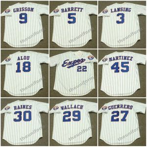 Montreal #9 GRISSOM MICHAEL BARRETT MIKE LANSING MOISES ALOU PEDRO MARTINEZ RONDELL WIT TIM RAINES #27 GUERRERO Throwback-honkbalshirt voor heren, jaren 90-2002, S-5XL