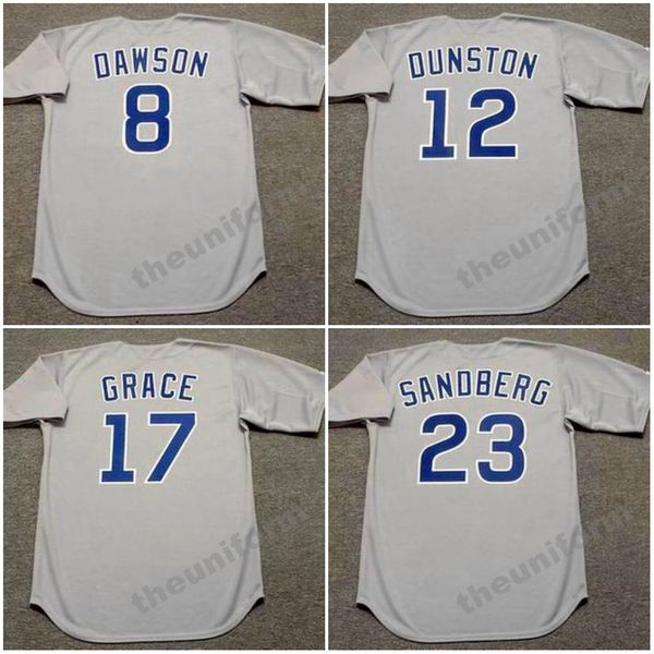 Chicago des années 1990 pour hommes ANDRE DAWSON SHAWON DUNSTON MARK GRACE RYNE SANDBERG RICK SUTCLIFFE maillot de baseball S-5XL