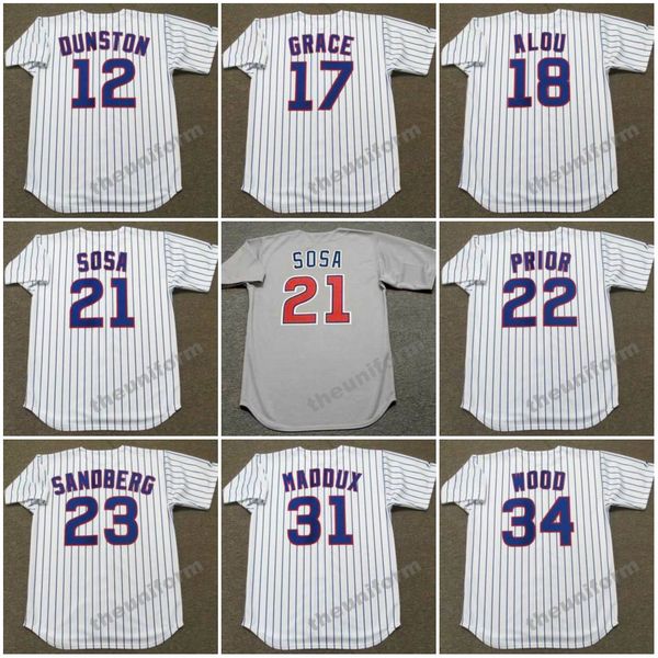 Maillot de baseball Chicago SAMMY SOSA MARK PRIOR RYNE SANDBERG KERRY WOOD RICK SUTCLIFFE ROD BECK pour hommes, 1992, S-5XL