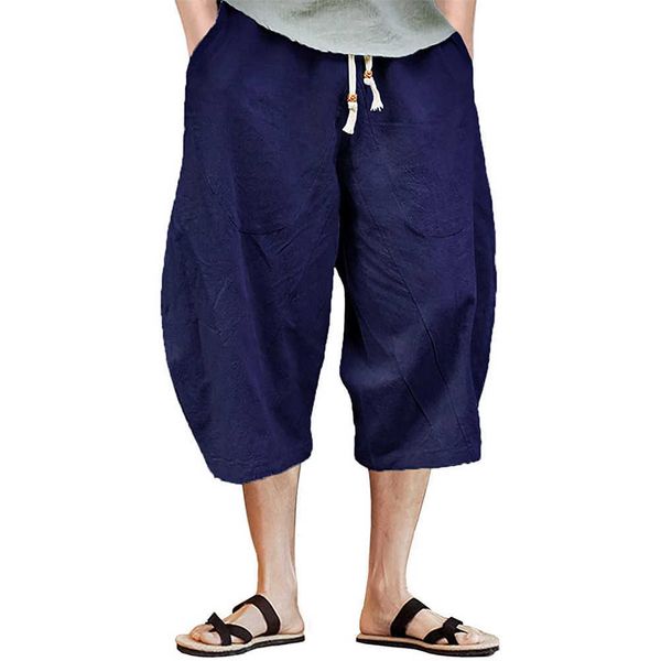 Pantalones cortos de lino y algodón para hombre