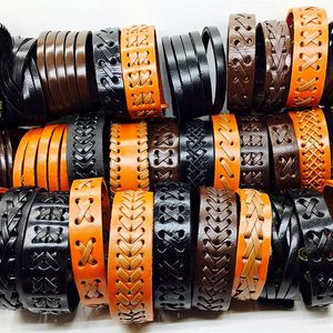 Hommes 30pcs / pack Noir Marron Café En Cuir Véritable Large Mode Manchette Bracelets Lots En Vrac Tout Neuf318K