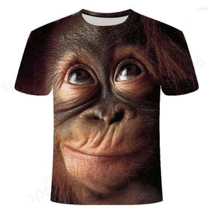 3D T-shirts voor heren T-shirts voor heren A T-shirts voor heren 3D Orang-oetan T-shirt 2024 Mannen en vrouwen Mode Dierenprint Grappige aap Korte mouw Zomertop S-5XL