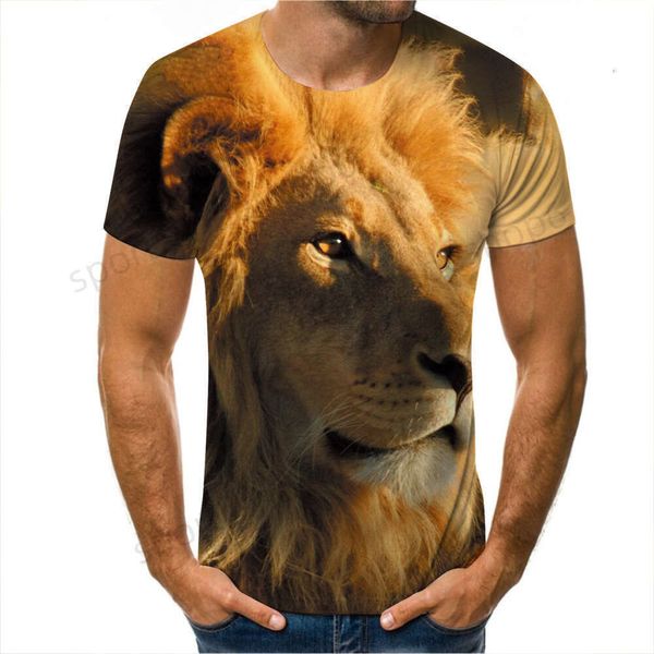 T-shirts 3D pour hommes Été 2024 Animal Lion Tiger Impression numérique 3D Tendance à manches courtes T-shirt décontracté Top Vêtements pour hommes T-shirts graphiques