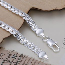 Pulsera de cadenas de plata de ley 925 de 5mm y 20cm para hombre, brazalete H199, regalo de Navidad 3016