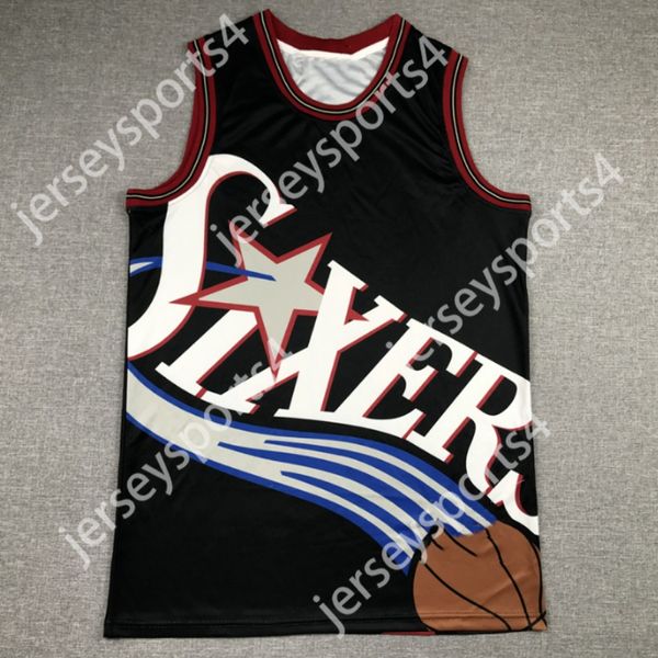 Hommes 76 Ers Retro Jersey 3 Allen Iverson Basketball Jerseys Mitchell Ness Mesh Georgetown Hoyas College University Vintage College Hommes Chemises cousues Top Cousu