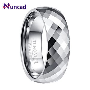 Heren 8mm Wedding Band Multi-Faceted High Polished Comited Tungsten Carbide Ring Comfort Fit Maat 7-12