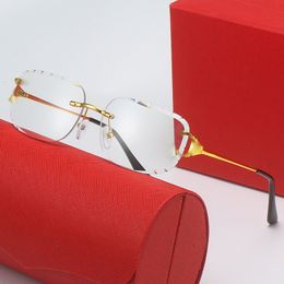 Lunettes de soleil de styliste abordables pour hommes, sans bordure, bord coupé en pierre, lunettes de soleil carrées, lunettes de photographie de rue à la mode pour femmes