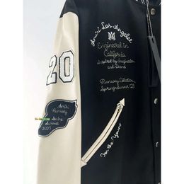 Amires pour hommes Vestes Coton Designer Bomber Amires Coupe-Vent Varsity Baseball Lettre En Cuir Tianma Broderie Streetwear Veste 283