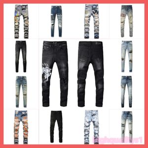 Heren Amirs Jeans Ksubi Jeans Heren Designer Paarse Jeans Amirri Jeans voor Heren Denim Jeans met gaten Man Rechte pijpen Rits Amari Hip Hop Bikers Motorcycle 1