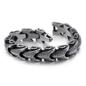 Serpent Forme Motif Chaîne Bracelet Hommes Argent Antique En Acier Inoxydable 316L Titane Acier Bracelet Bijoux