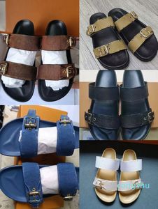 Heren en dames paar sandalen ontwerper sandalen sandalen binnen en buiten zomer klassieke oude bloemen dubbele riem metaal gesp slippers comfortabele flats gratis schippijn